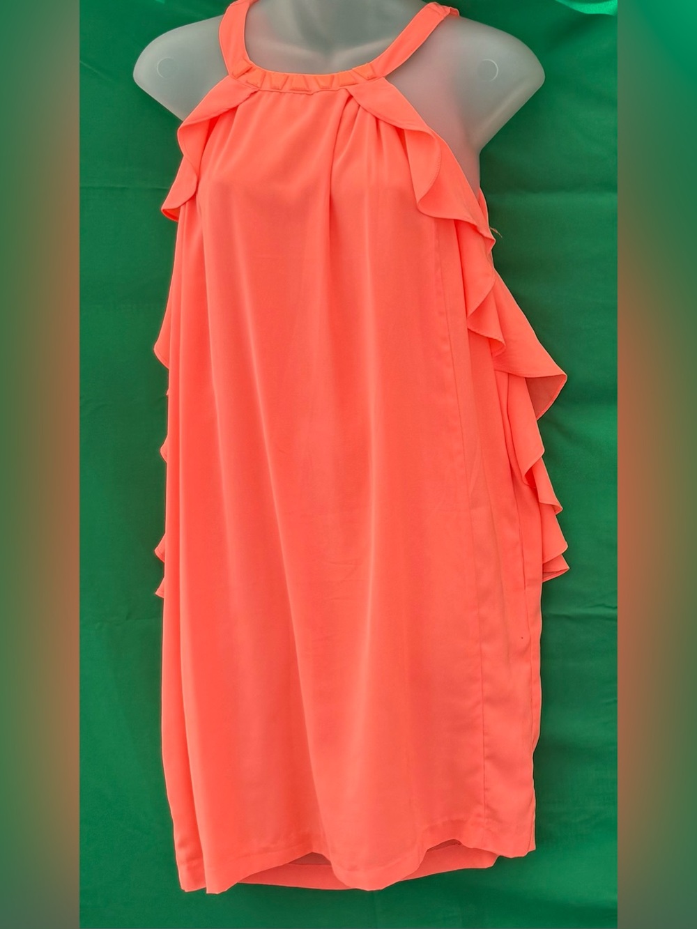 H&M Conscious Coral Sleeveless Ruffle Dress Women’s Size 4